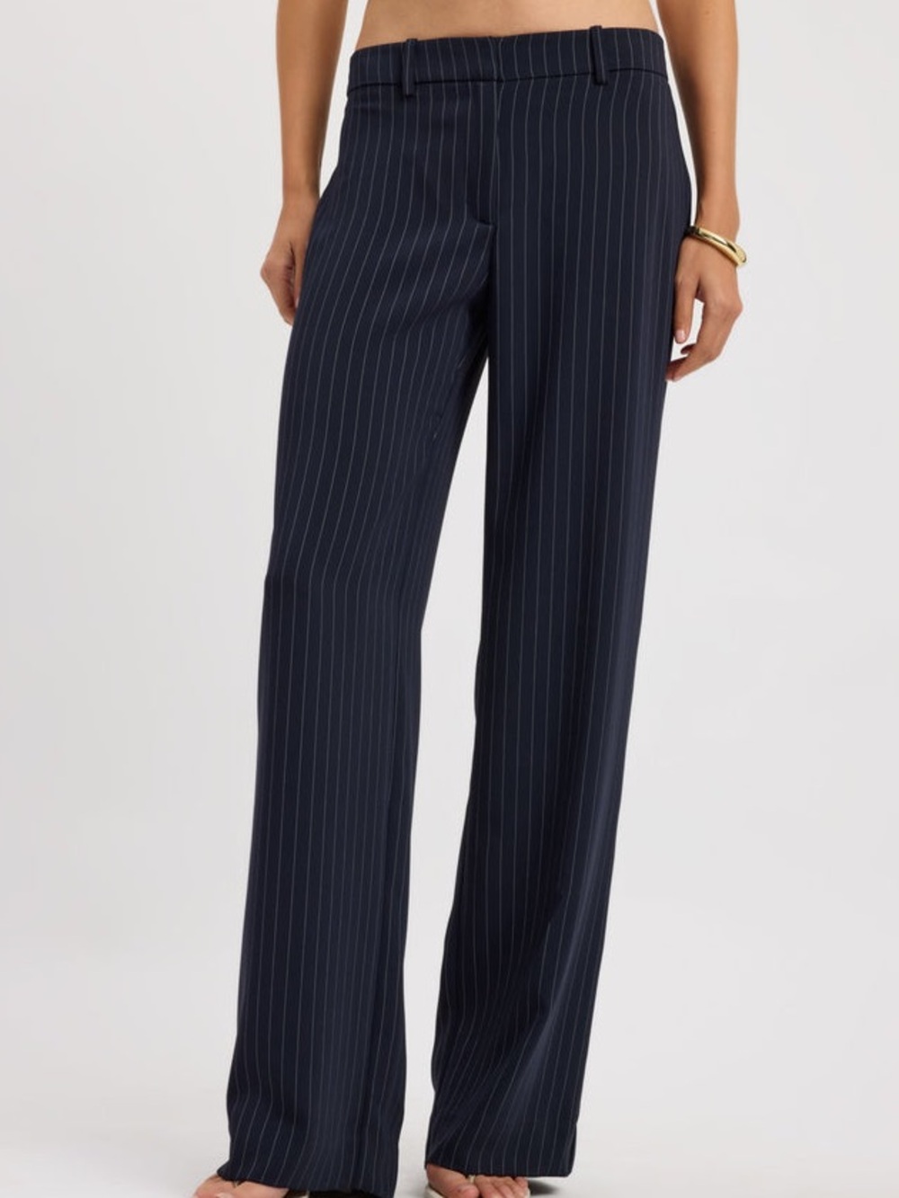 Altar’d State Wide Leg Pinstripe Dress Pants - Navy
